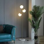 Triple Globe Gold Metal and Marble Floor Lamp - Image 10