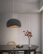 Modern Matte Black Fiberglass Dome Pendant Light - Image 5