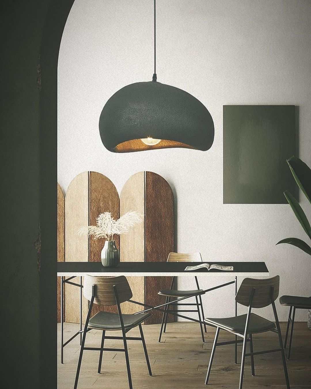 2023-04-03_3072928418882473691_c789099b-c01c-45bd-b43c-1c952cdeee8a Modern Matte Black Fiberglass Dome Pendant Light - Image 1
