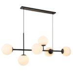 Modern Linear 6 Globe Black Pendant