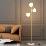 Triple Globe Gold Metal and Marble Floor Lamp - Image 7