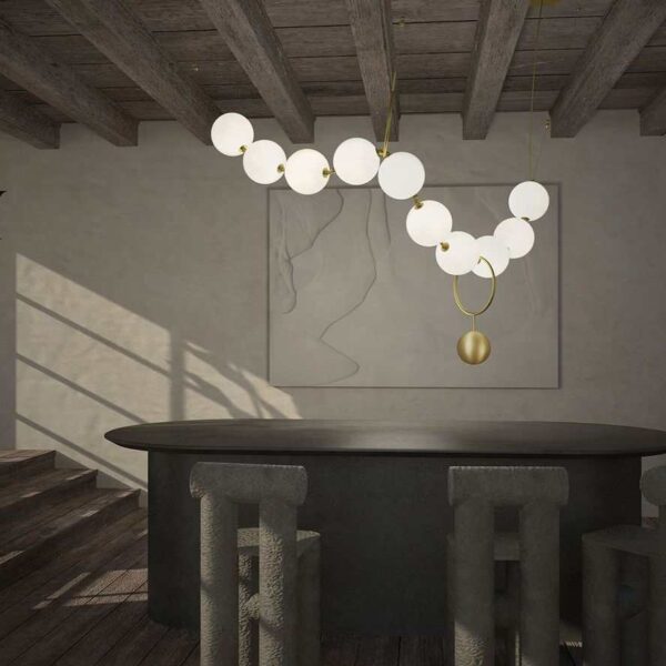 Modern Orbital Pearl String Chandelier 120cm