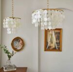 Natural Shell Disc Gold Chandelier - Image 8