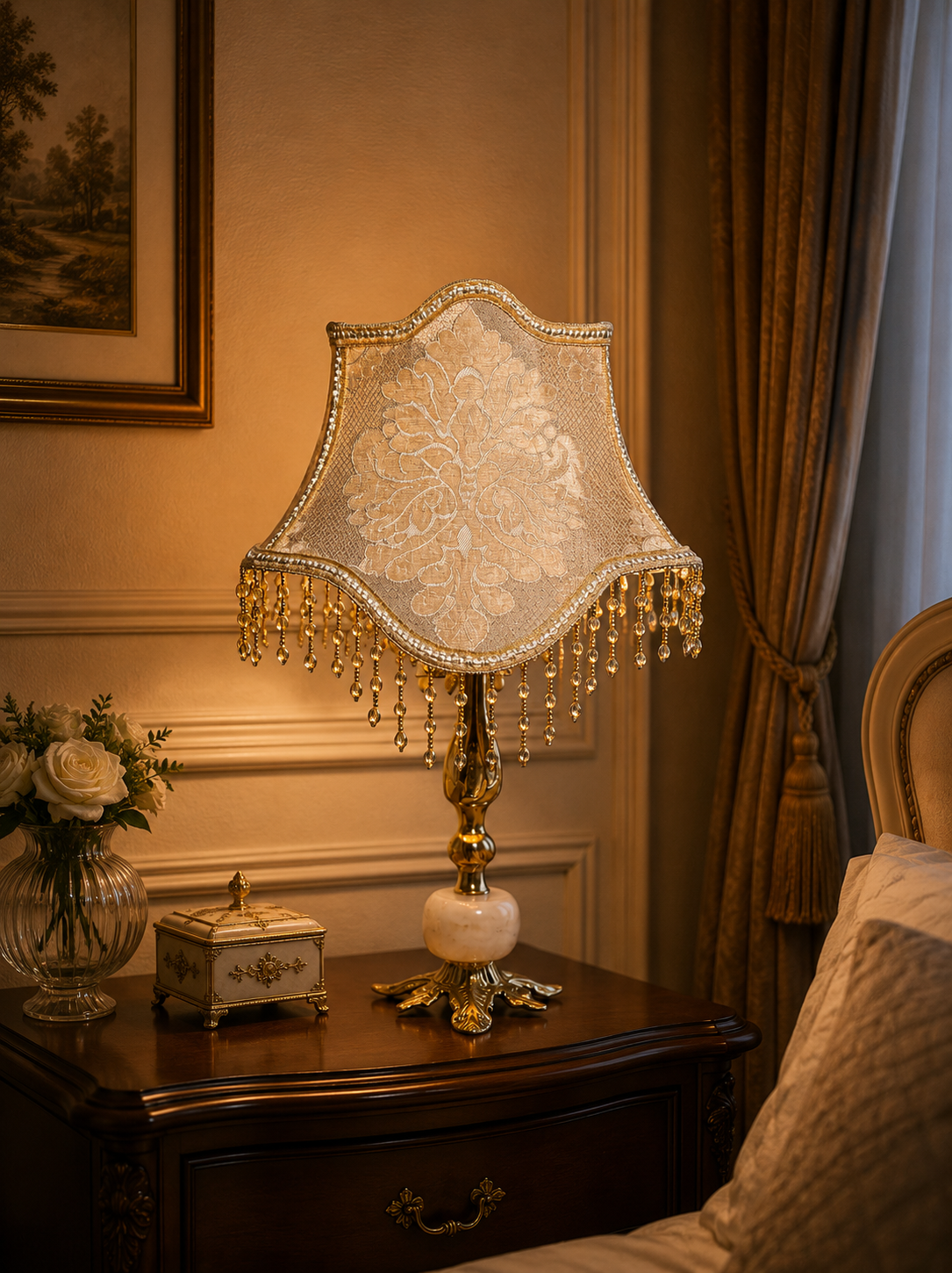 ChatGPT Image 10 أغسطس 2026، 11_54_47 م Velvet Brass Table Lamp - Image 1