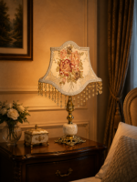 Antique Rose Silk Brass Lamp