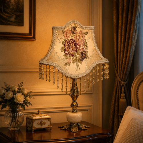 Antique Floral Brass Table Lamp | Luxury Classic Design