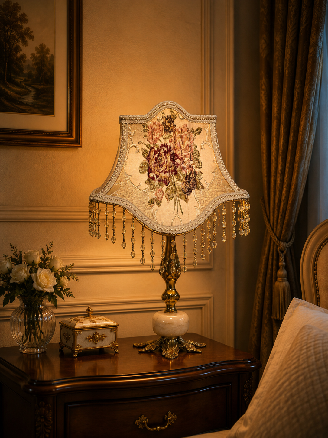 ChatGPT Image 11 أغسطس 2026، 12_03_10 ص Antique Floral Brass Table Lamp - Image 1