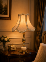 French Velvet Brass Table Lamp