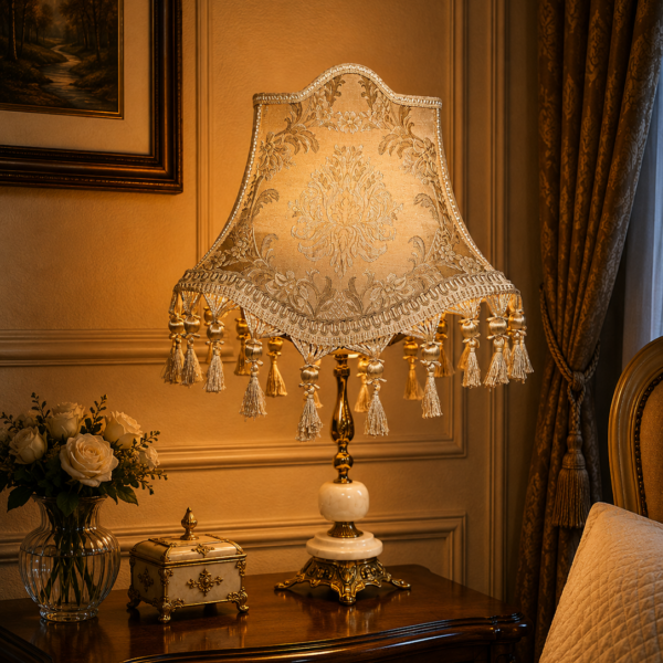 Majestic Tasseled Silk Brass Lamp