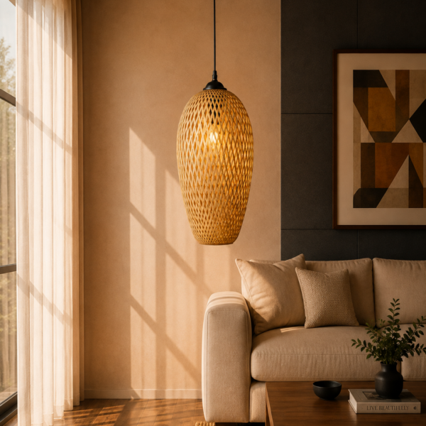 Double Layer Bamboo Vase Pendant Light 36cm