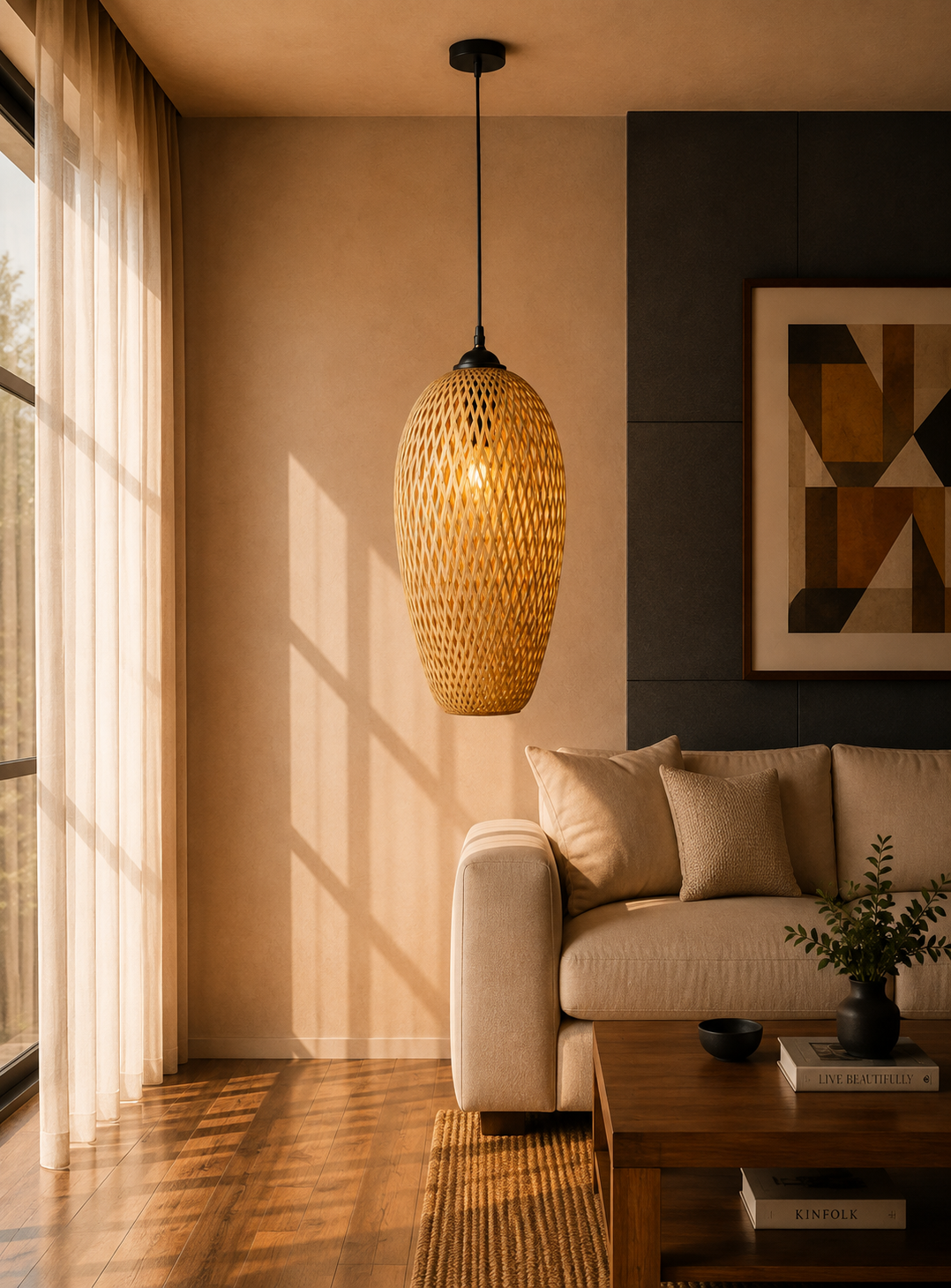 ChatGPT Image 8 أغسطس 2026، 01_21_01 ص Double Layer Bamboo Vase Pendant Light 36cm - Image 1