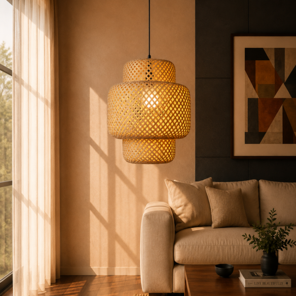 Triple Layer Bamboo Chandelier 50cm