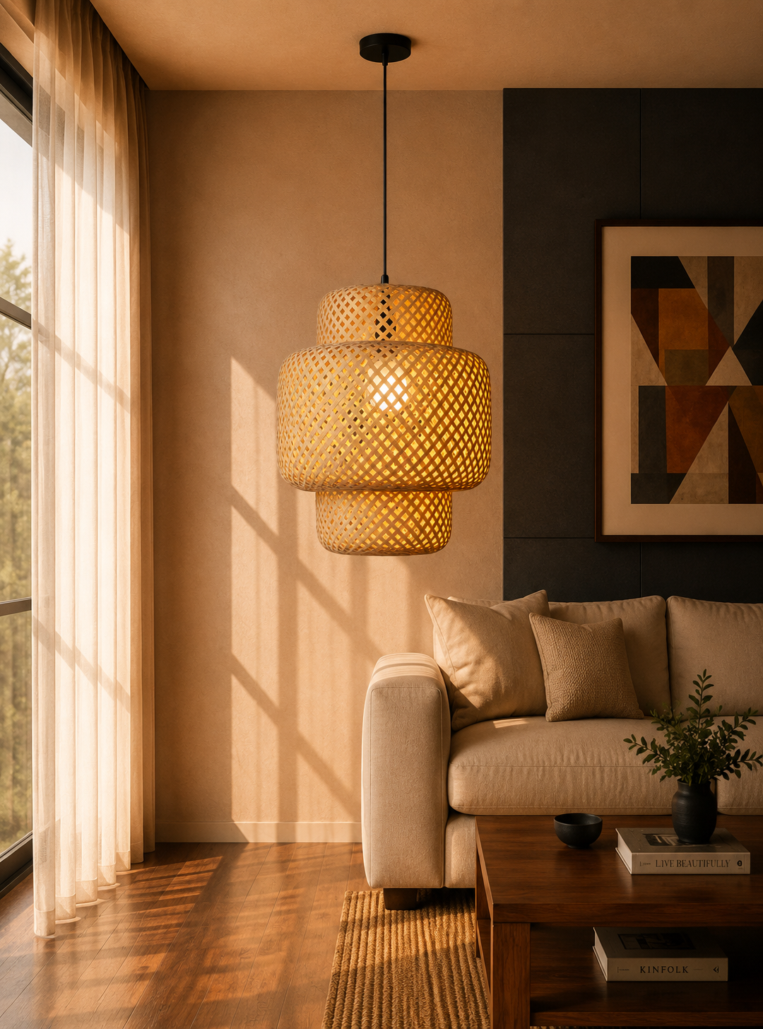 ChatGPT Image 8 أغسطس 2026، 01_23_08 ص Triple Layer Bamboo Chandelier 50cm - Image 1