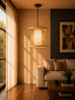 Modern Geometric Bamboo Hourglass Chandelier