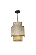 Triple Layer Cane and Linen Chandelier 35cm - Image 5