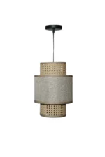 Triple Layer Cane and Linen Chandelier 35cm - Image 2