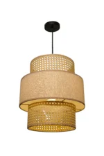 Triple Layer Cane and Linen Chandelier 45cm - Image 5