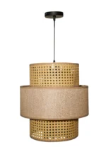 Triple Layer Cane and Linen Chandelier 45cm - Image 3