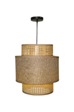 Triple Layer Cane and Linen Chandelier 23cm - Image 3