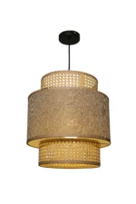 Triple Layer Cane and Linen Chandelier 23cm - Image 4
