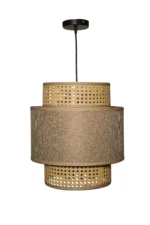 Triple Layer Cane and Linen Chandelier 23cm - Image 2