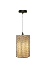 Handwoven Jute Rope Cylinder Pendant Light - Image 2