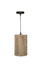 Handwoven Jute Rope Cylinder Pendant Light - Image 3