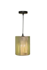 Handwoven Two Tone Rope Cylinder Pendant Light 15x25cm - Image 3