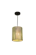 Handwoven Two Tone Rope Cylinder Pendant Light 15x25cm - Image 4