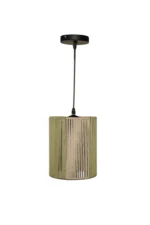 Handwoven Two Tone Rope Cylinder Pendant Light 15x25cm - Image 2