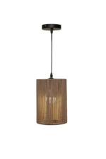 Coffee Braided Rope Cylinder Pendant Light 15x25cm - Image 3