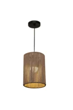 Coffee Braided Rope Cylinder Pendant Light 15x25cm - Image 4
