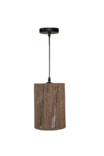 Coffee Braided Rope Cylinder Pendant Light 15x25cm - Image 2