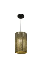 Olive Green Rope Cylinder Pendant Light 15x25cm - Image 4