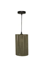 Olive Green Rope Cylinder Pendant Light 15x25cm - Image 2