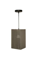 Coffee Braided Rope Square Pendant Light 15x15x25cm - Image 2