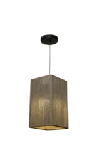 Coffee Braided Rope Square Pendant Light 15x15x25cm - Image 4