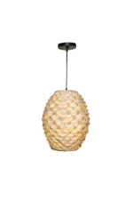 Handwoven Textured Straw Pendant Light 25cm - Image 3
