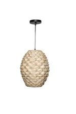 Handwoven Textured Straw Pendant Light 25cm - Image 2