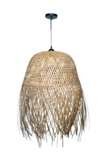 Natural Bamboo Fringed Chandelier 45cm - Image 3