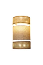 Triple Layer Cane and Linen Wall Sconce - Image 5
