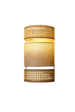 Triple Layer Cane and Linen Wall Sconce - Image 3