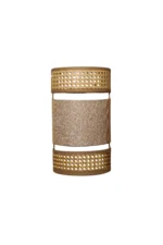 Triple Layer Cane and Linen Wall Sconce - Image 2