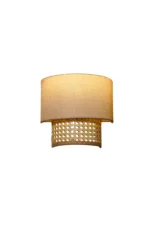 Dual Layer Cane and Linen Wall Sconce - Image 4