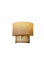 Dual Layer Cane and Linen Wall Sconce - Image 3