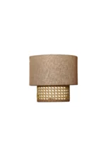 Dual Layer Cane and Linen Wall Sconce - Image 2