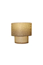 Dual Layer Cane and Linen Wall Sconce - Image 5