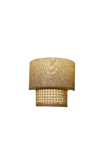 Dual Layer Cane and Linen Wall Sconce - Image 4