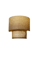 Dual Layer Cane and Linen Wall Sconce - Image 3