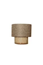 Dual Layer Cane and Linen Wall Sconce - Image 2